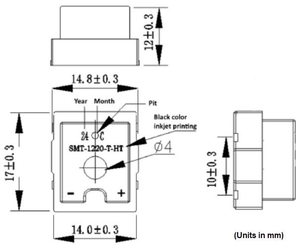 Mechanical Drawing - PUI Audio SMT-1720-T-HT Transducer